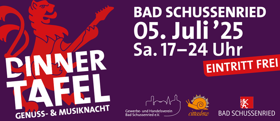Banner Dinnertafel 5. Juli 2025 in Bad Schussenried